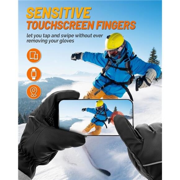 Men's Winter Gloves Waterproof Warm Touch Screen Gloves - Picture 4 of 7